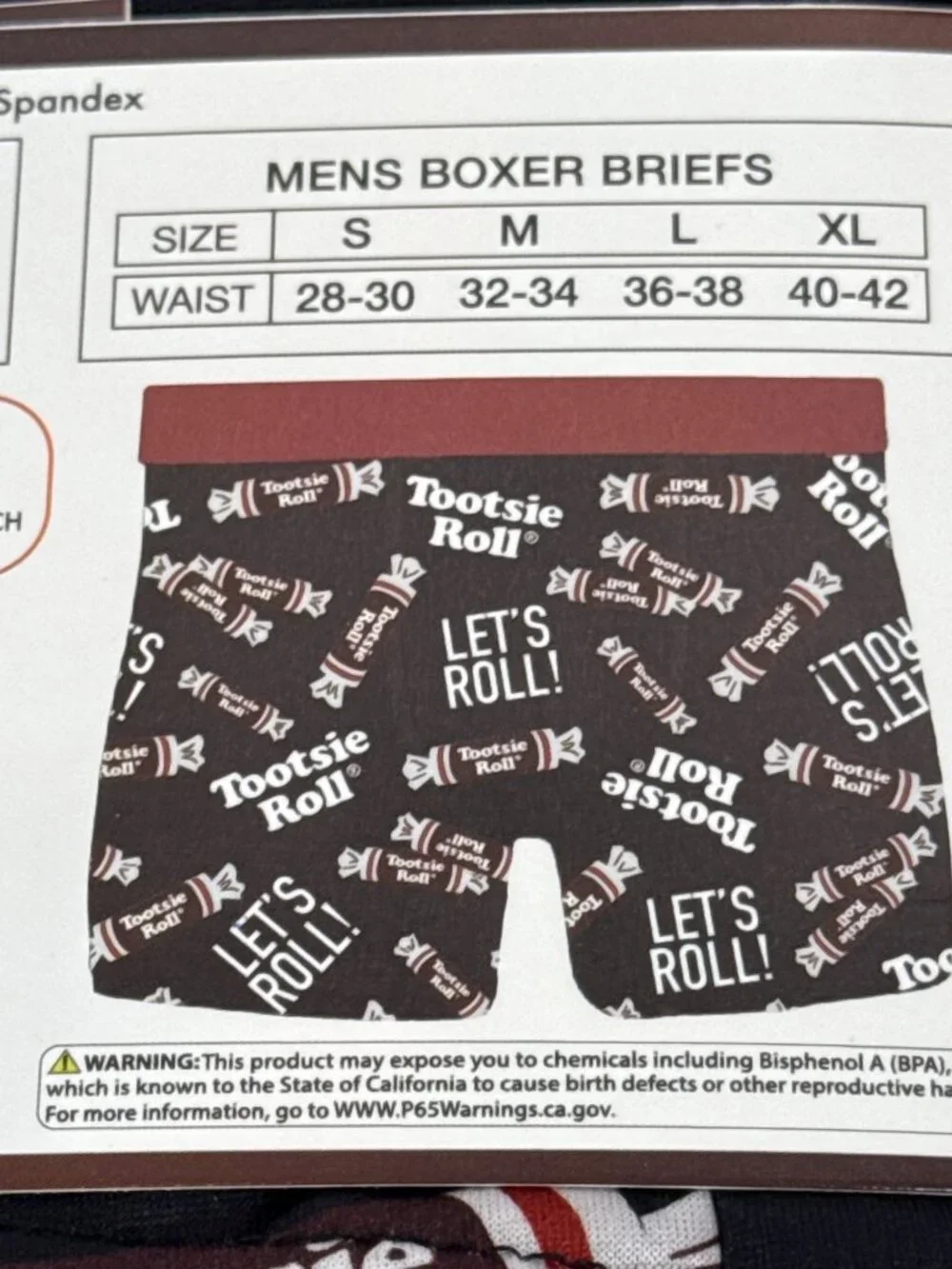 Tootsie Roll Boxer Briefs Men's Size L Graphic Candy Novelty Underwear NWT